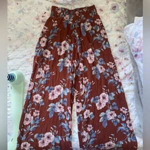 Wide leg floral print pants